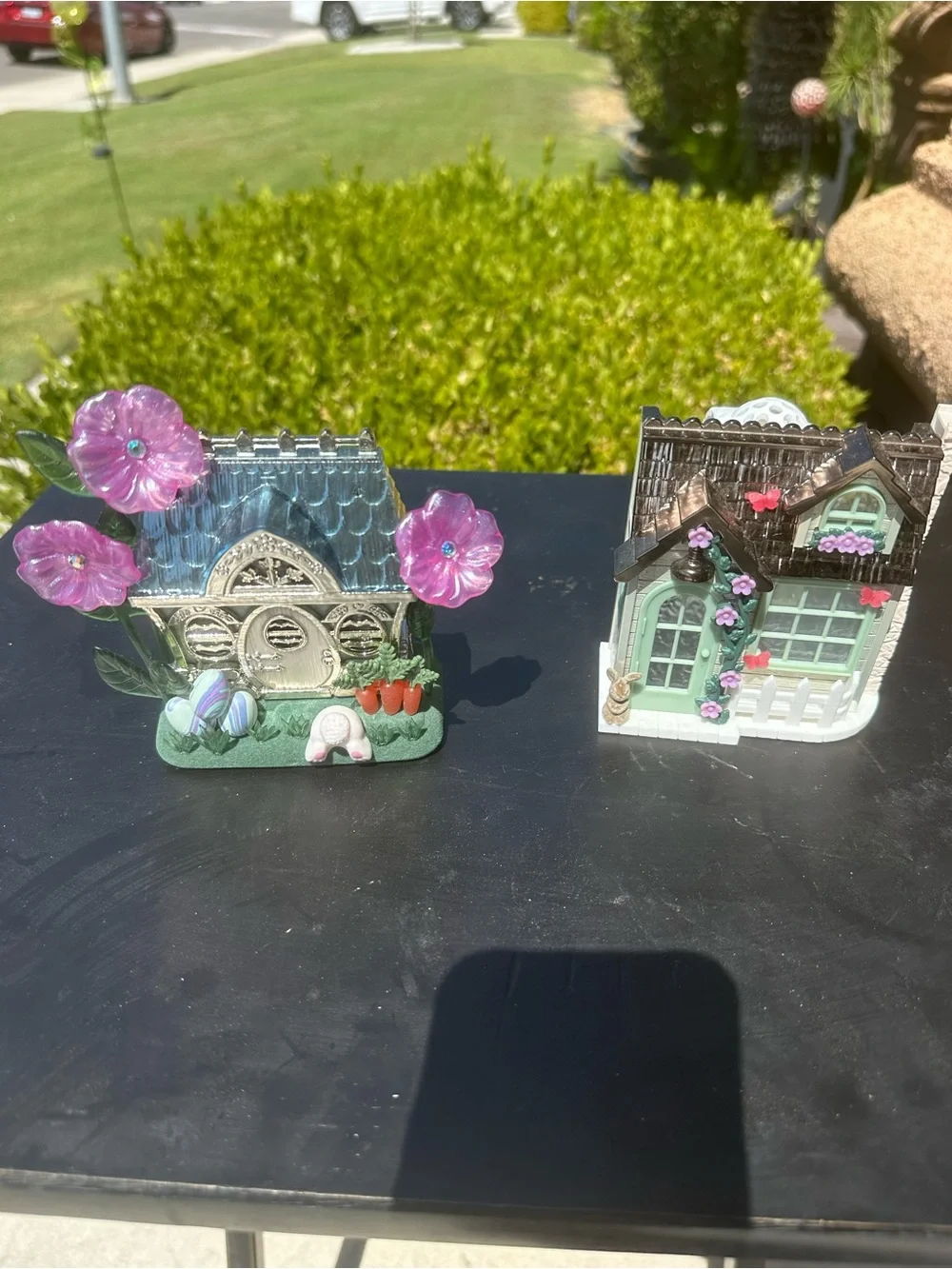Whimsical Miniature Garden House Figurines - Pink & Mint